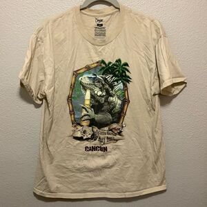 Bye Men’s T-Shirt Size L Cream Cancun Iguana